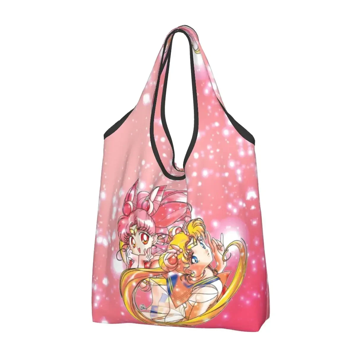 Custom Fashion Print Super Sailors Moon Chibi  Shopping Tote Bag Portable Shoulder Shopper Anime Handbag