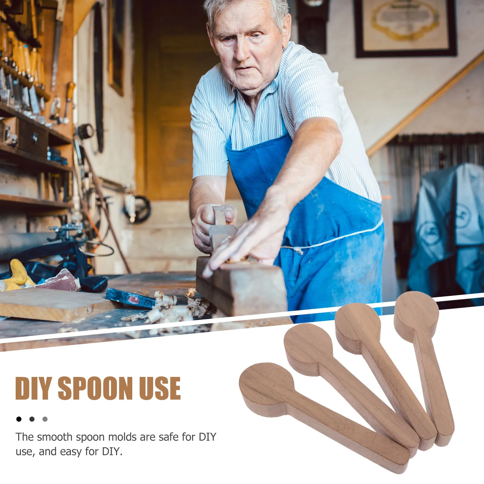 

Набор для резьбы по дереву: 4 заготовки ложек, неокрашенные, для рукоделия, безопасные и прочные материалы для изготовления ложек своими руками