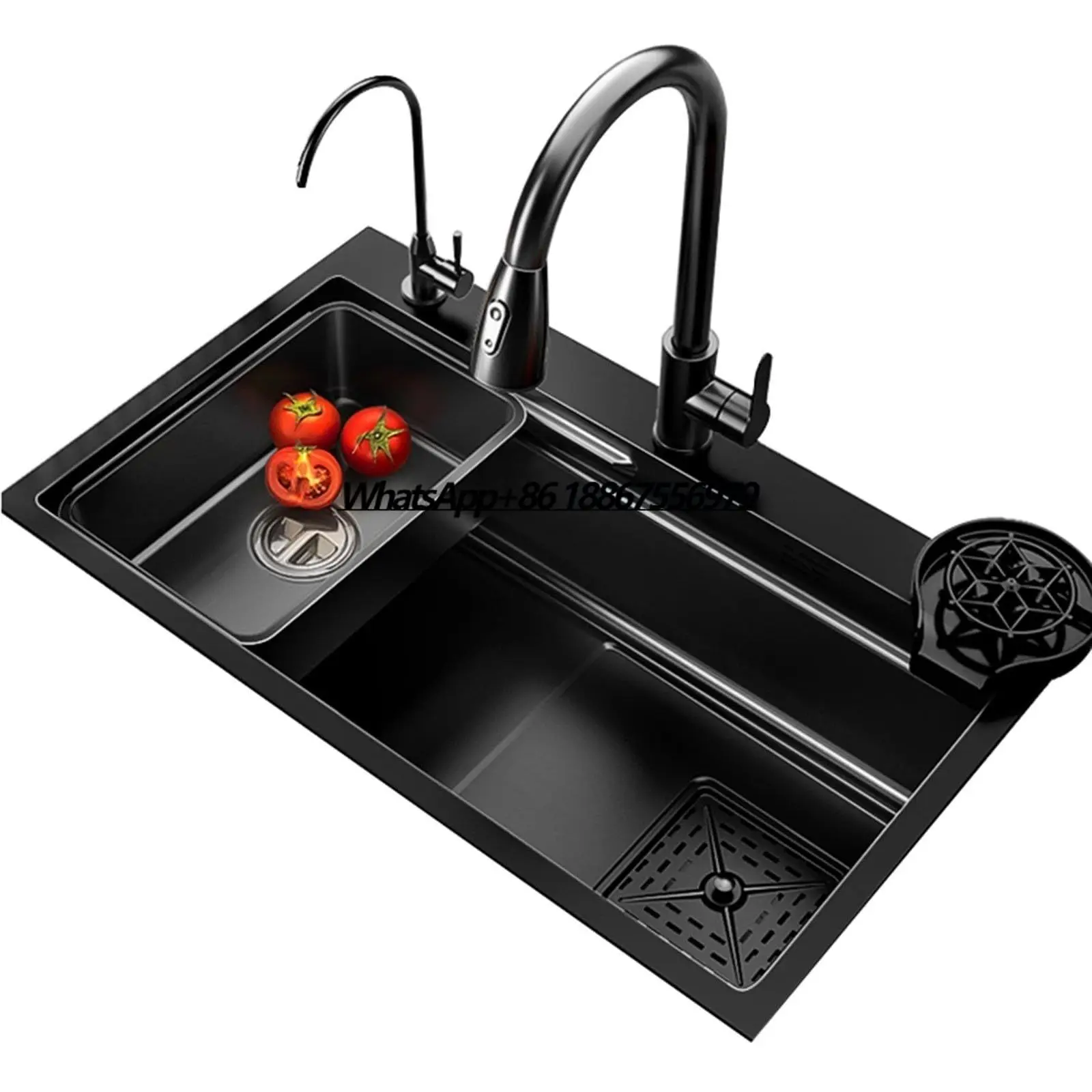 

Kitchen sink, Single bowl stainless steel sink Multi-function recessed sink with pull down faucet and multiple accessories