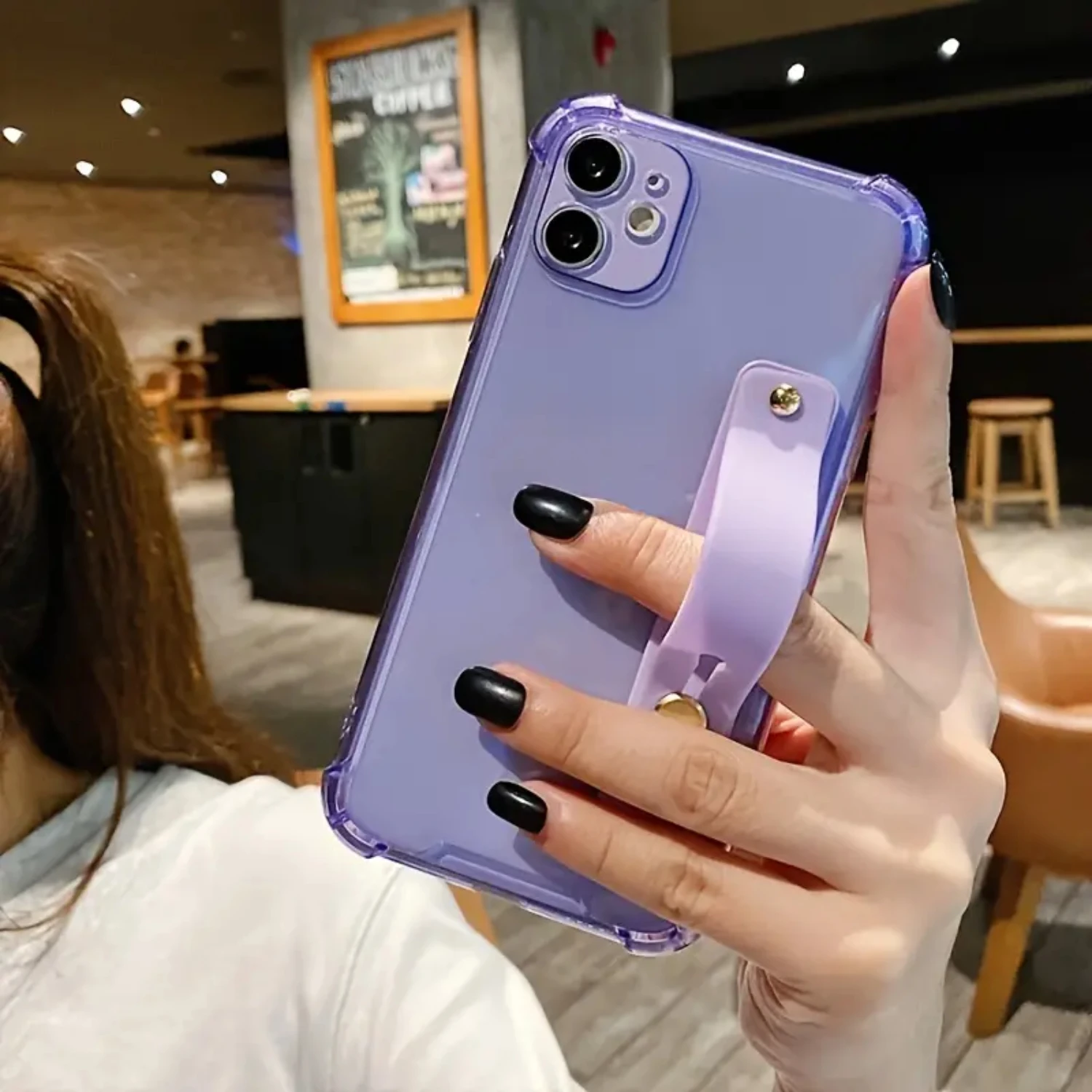 Simple Transparent Wrist Strap Bracket Phone Case For,iPhone14/14Plus/14Pro/14ProMax ,iPhone13/13Mini/13Pro/13ProMax ,iPhone12/1