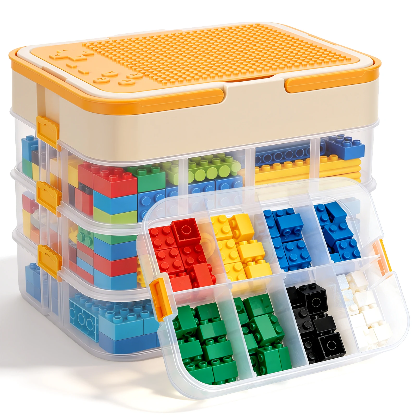 

Детский органайзер для игрушек и строительных блоков, 4-слойный штабелируемый контейнер, держатель для канцелярских принадлежностей, емкость для мелочей и закусок
