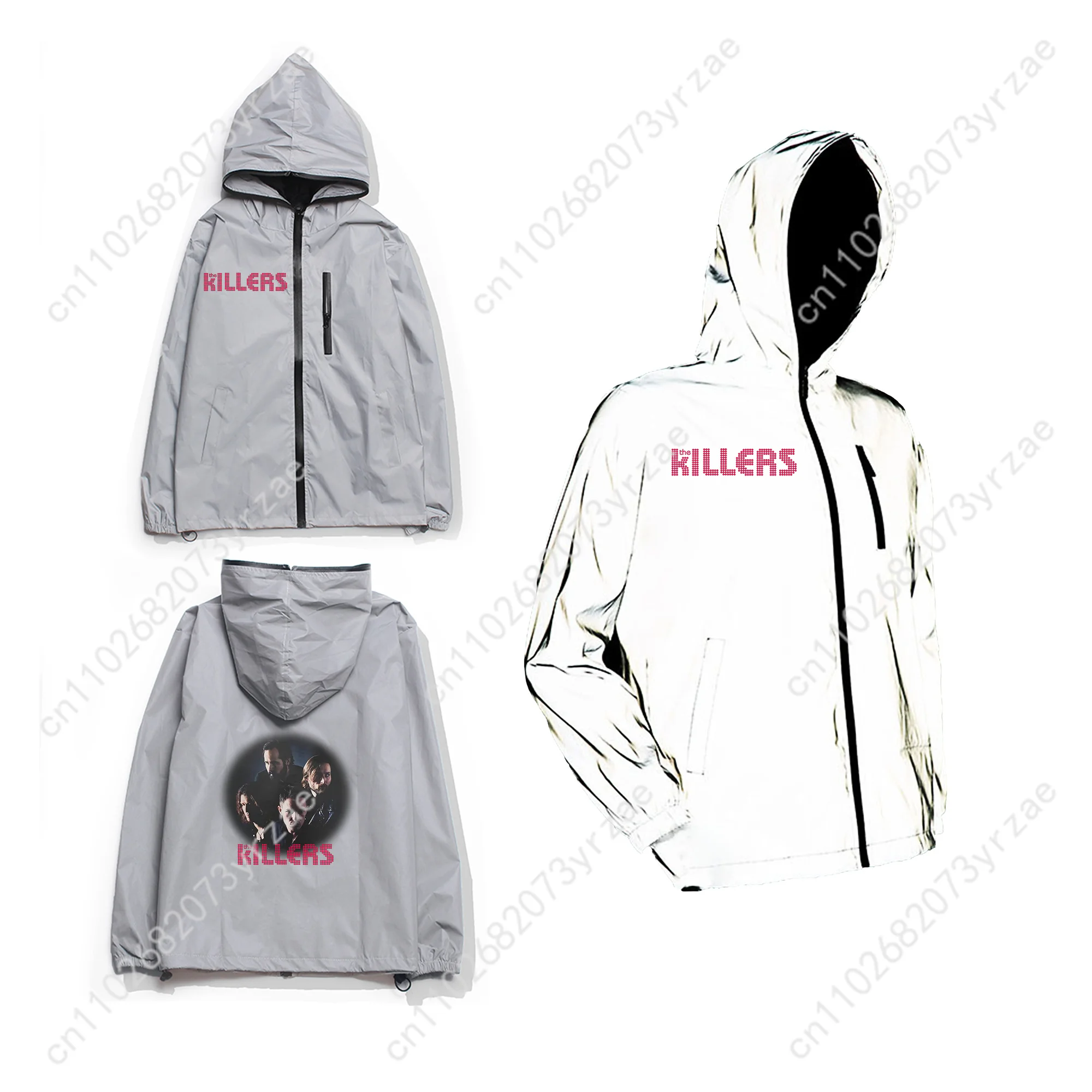 The Killers Reflective Jacket Mens Womens Youth Coat Zipper Hooded Sweatshirt Cycling Hiking Personality Windbreaker Custom Tops