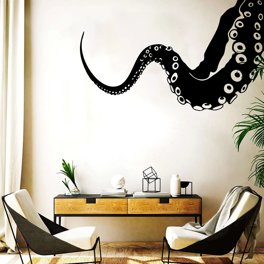 Large  Octopus Sprut Poulpe Delfish Tentacles Corne Wall Sticker Living Room Bedroom Sea Ocean Animal Wall Decal Vinyl Decor