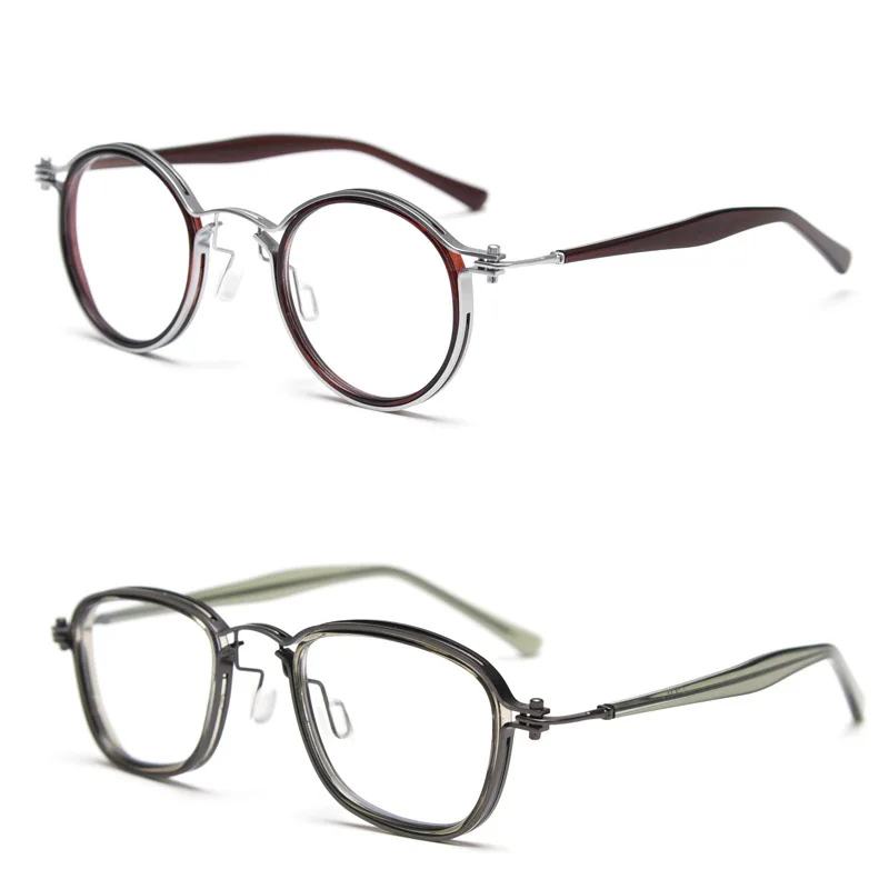 

PUNK Style Acetate Metal Glasses Frame Men Vintage Round Frame Vintage Retro Eyeglasses Frames Women Spectacles Full Eyewear