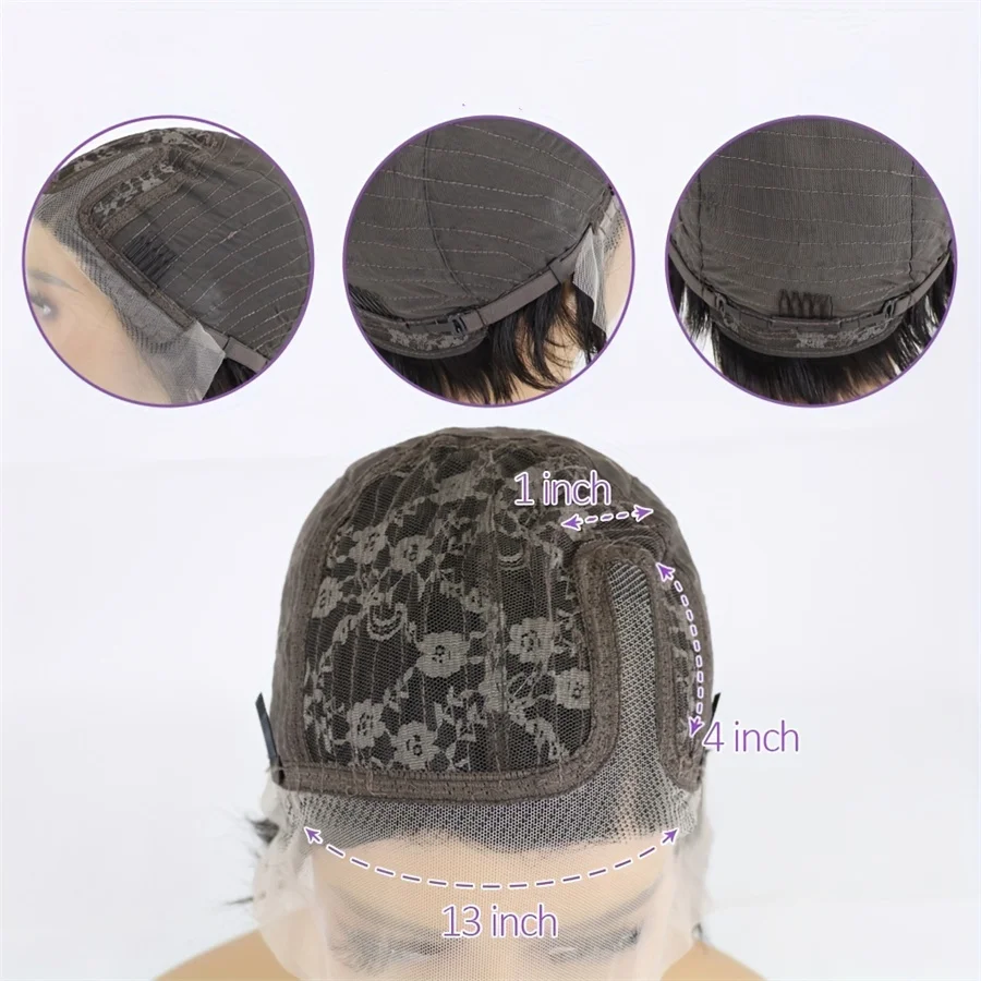 13x1 T kant kort krullend pixie-cut menselijk haar pruiken voor vrouwen 150% dichtheid 6 inch natuurlijke zwarte kleur dagelijks deel gebruik menselijk haar pruik