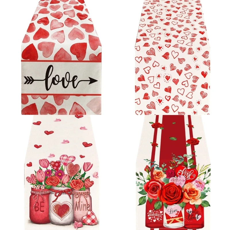 

Valentine's Day Table Runner Heart Kitchen Dining Table Decoration Lovers For Hotel Restaurant Outdoor Home Party Decor