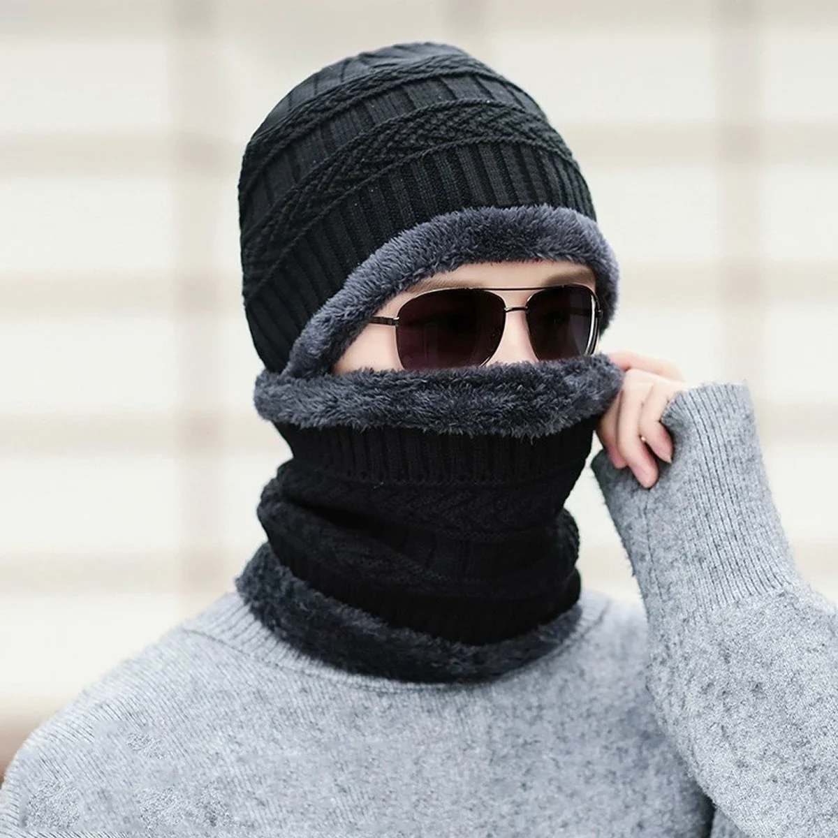 Winter Warm Hat Skullies Beanies Hats Winter Beanies For Men Women Wool Scarf Caps Balaclava Mask Bonnet Knitted Hats