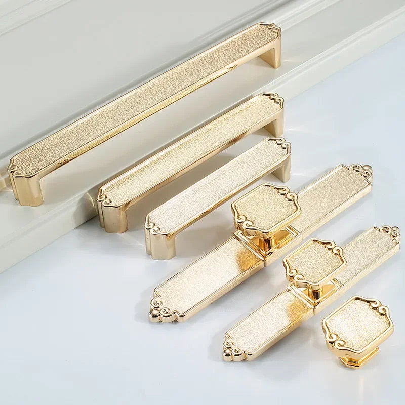 Modern Simple Kitchen Door Handles and Knobs Zinc Alloy Solid Cabinet Handles Frosted Gold Drawer Pulls Furniture Hardware