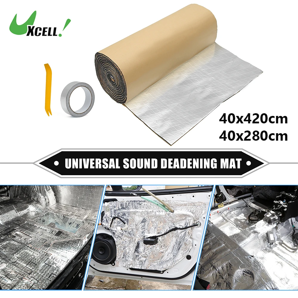 

UXCELL Car Sound Deadening Mat Kit 4mm Heat Insulation Pad Self Adhesive Aluminum Foil Foam 40x420cm 40x280cm 1Roll