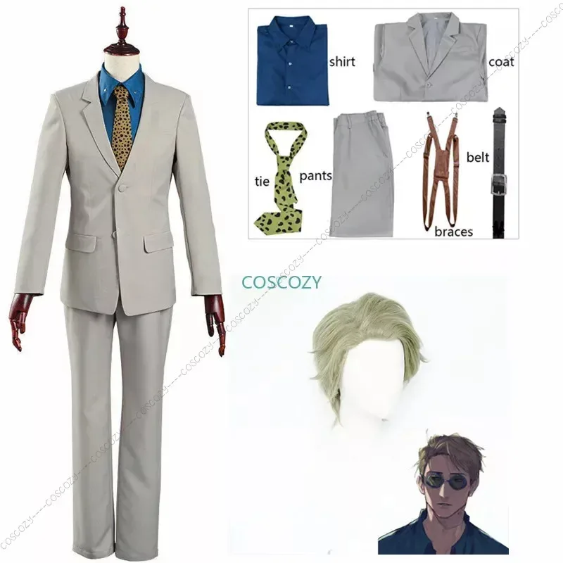 qq023Anime Jujutsu Kaisen Nanami Kento Cosplay Costume Wig Shirt Coat Pants Halloween Christmas Carnival Party Role Play Con Sui