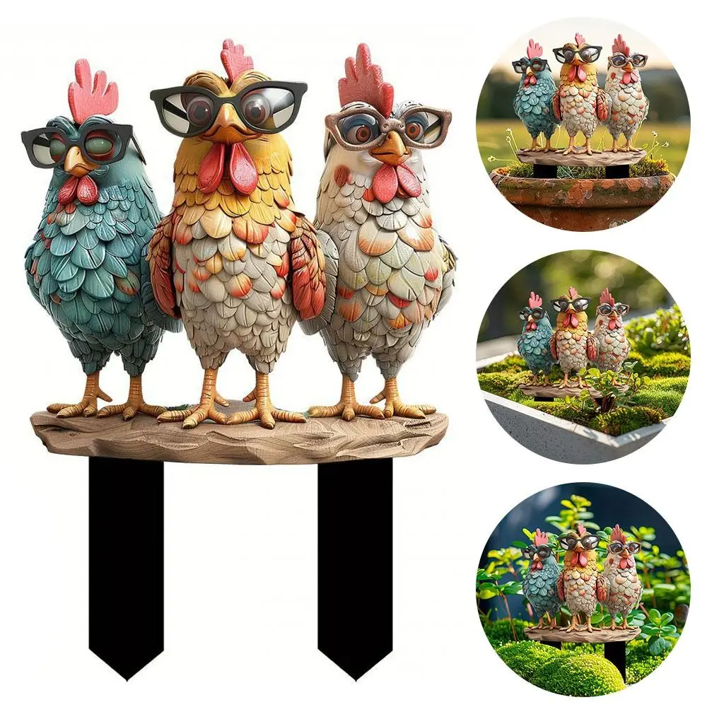 Acrylic Roosters Garden Pile for Lawn Yard Fenced Yard Lawn Art Decor Sculpture Ornament Waterproof Outdoor Garden Lawn