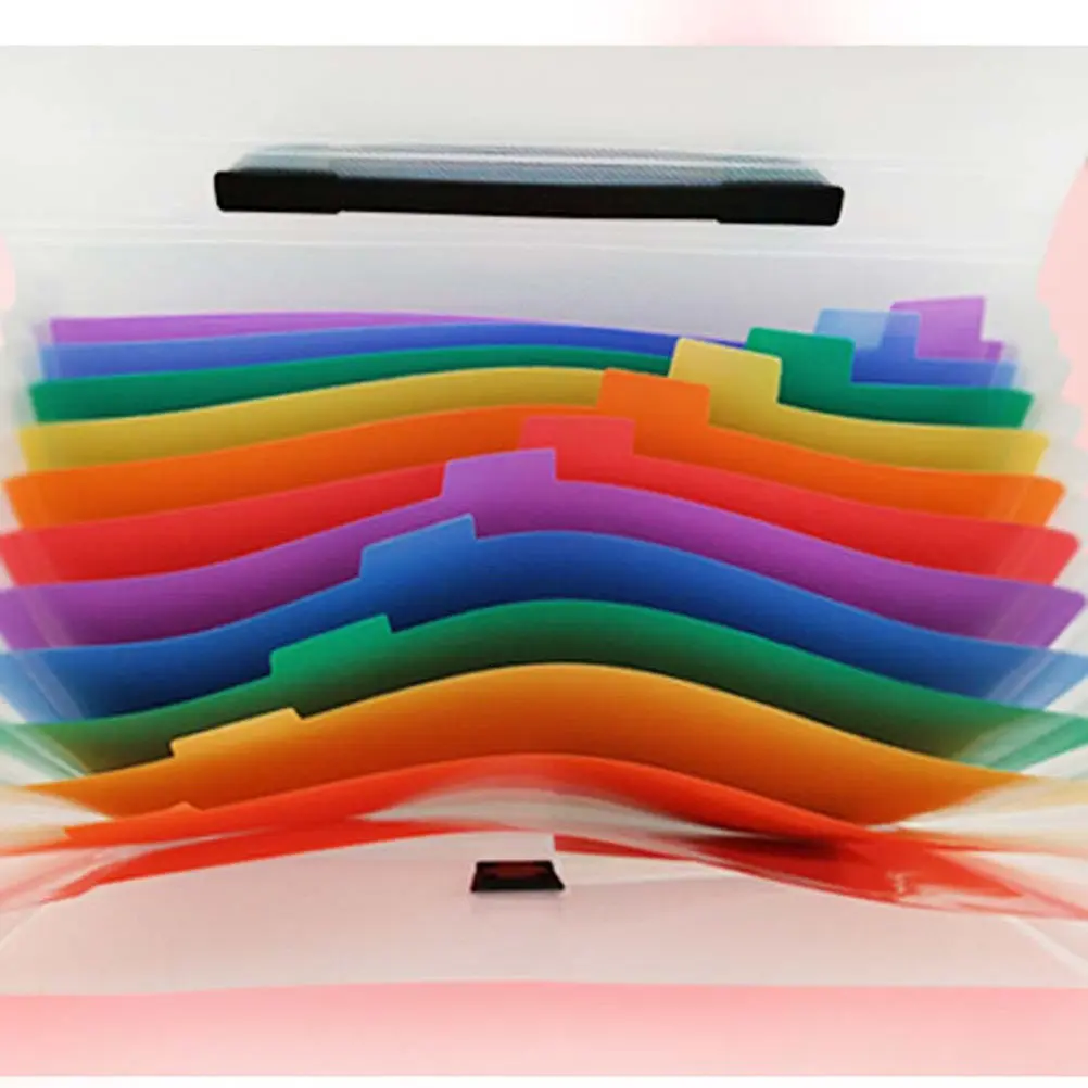 

13 Pockets A4 File Organizer Bag Waterproof Heavy Duty Document Folder with Button Closure Handle for Office School Home