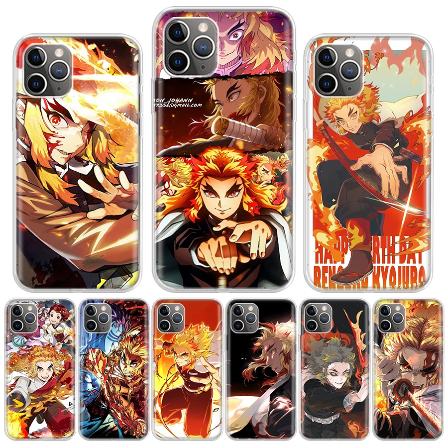 Demon Slayer Rengoku Kyoujurou Phone Case For Apple iPhone 16 15 14 13 12 11 Pro Max XS XR X 7 + 8 Plus SE Soft Shell Cover Coqu