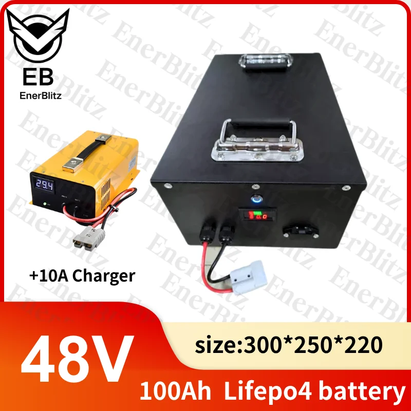 

EB-Batterie Lifepo4 avec BMS, 48V, 100Ah, pour machine agricole 7000W, tricycle, moto, bateau, voiture, scooter, vélo électrique