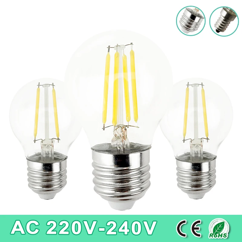 

E27 Retro LED Filament Light Bulb 6W 12W 18W 24W 220V G45 Clear Glass Vintage Edison E14 Led Lamp Holiday Light For Home Decor