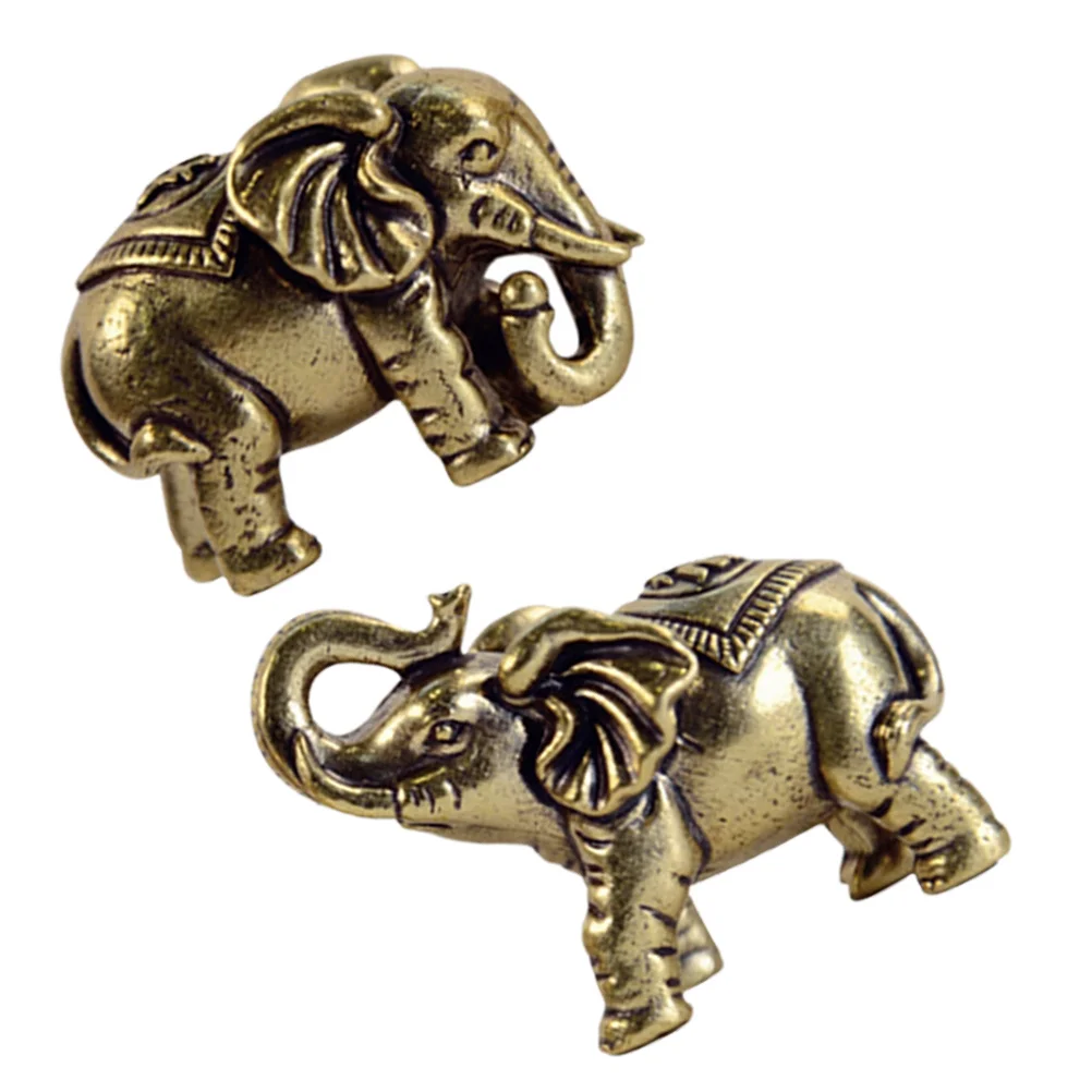 

1Pair Mini Brass Elephant Wealth Sculpture Small Office Decor Handicraft Ornament Animal Decoration Unique Gift