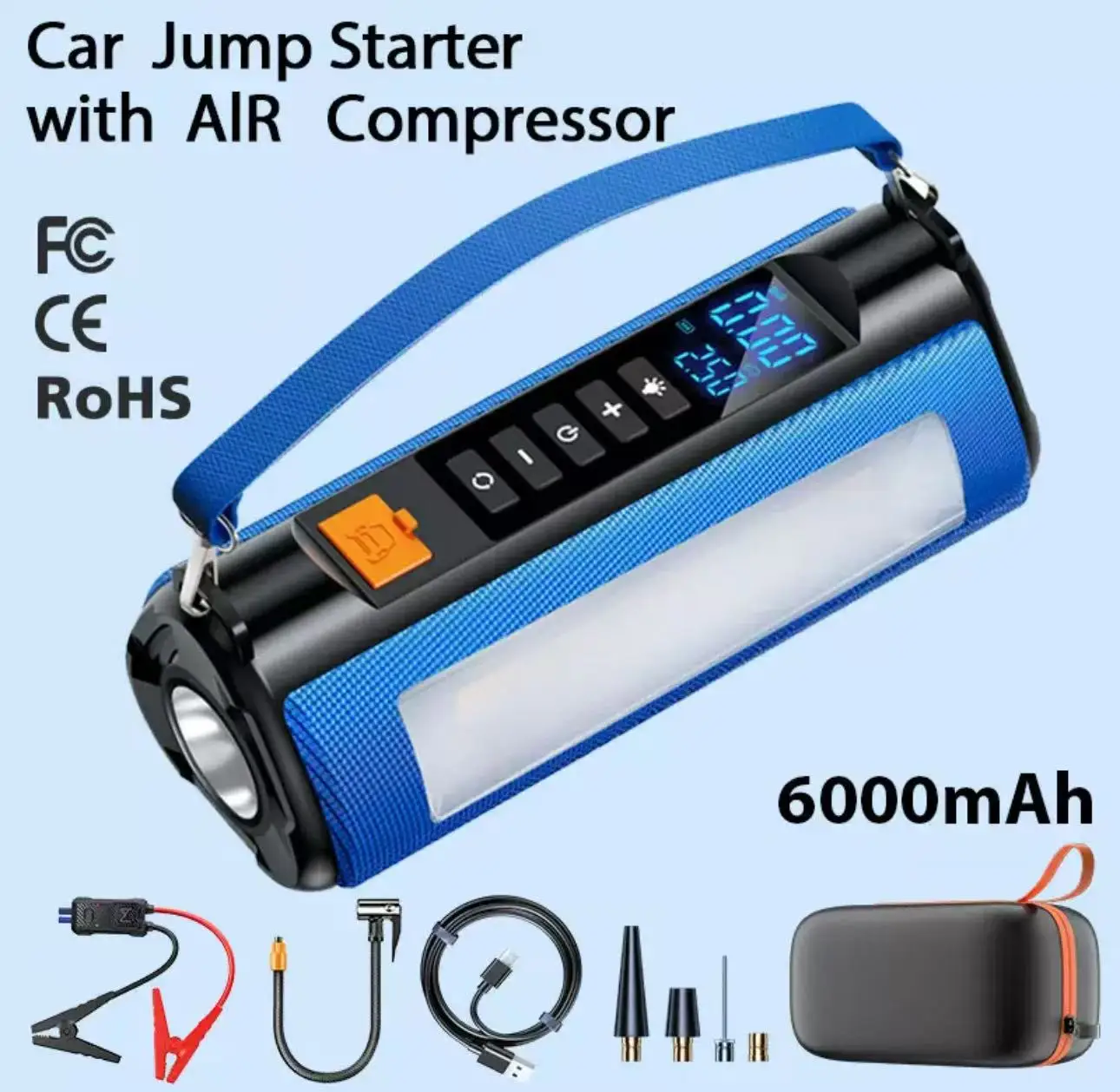 TS03 Portable 10000MAH Emergency Tools 150 Psi Tire  Peak 1200A Car Jump Starter Power Bank With Air Compressor