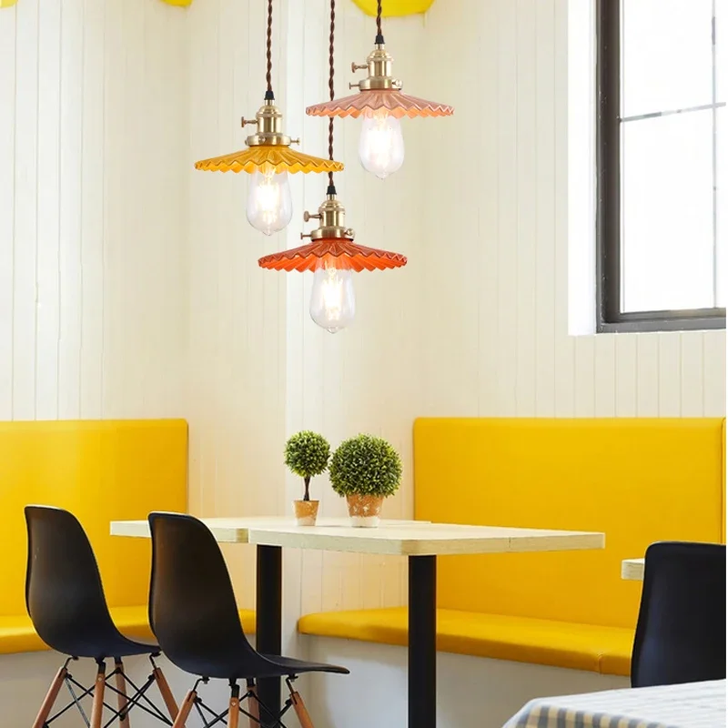 Handmade Pleated China Pendant Lamp Ceramic Shade Pleat Ceiling Chandelier Dinning Room Bedside Suspension Hanging