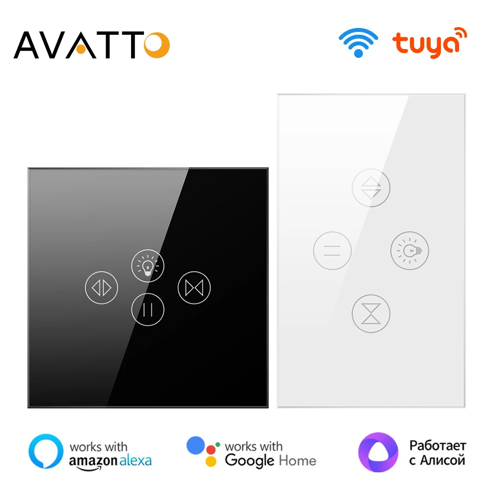 AVATTO Tuya WiFi Smart Life Curtain Light Switch For Roller Shutter Electric Motor Blinds，Smart Home Work For Alexa,Google Home