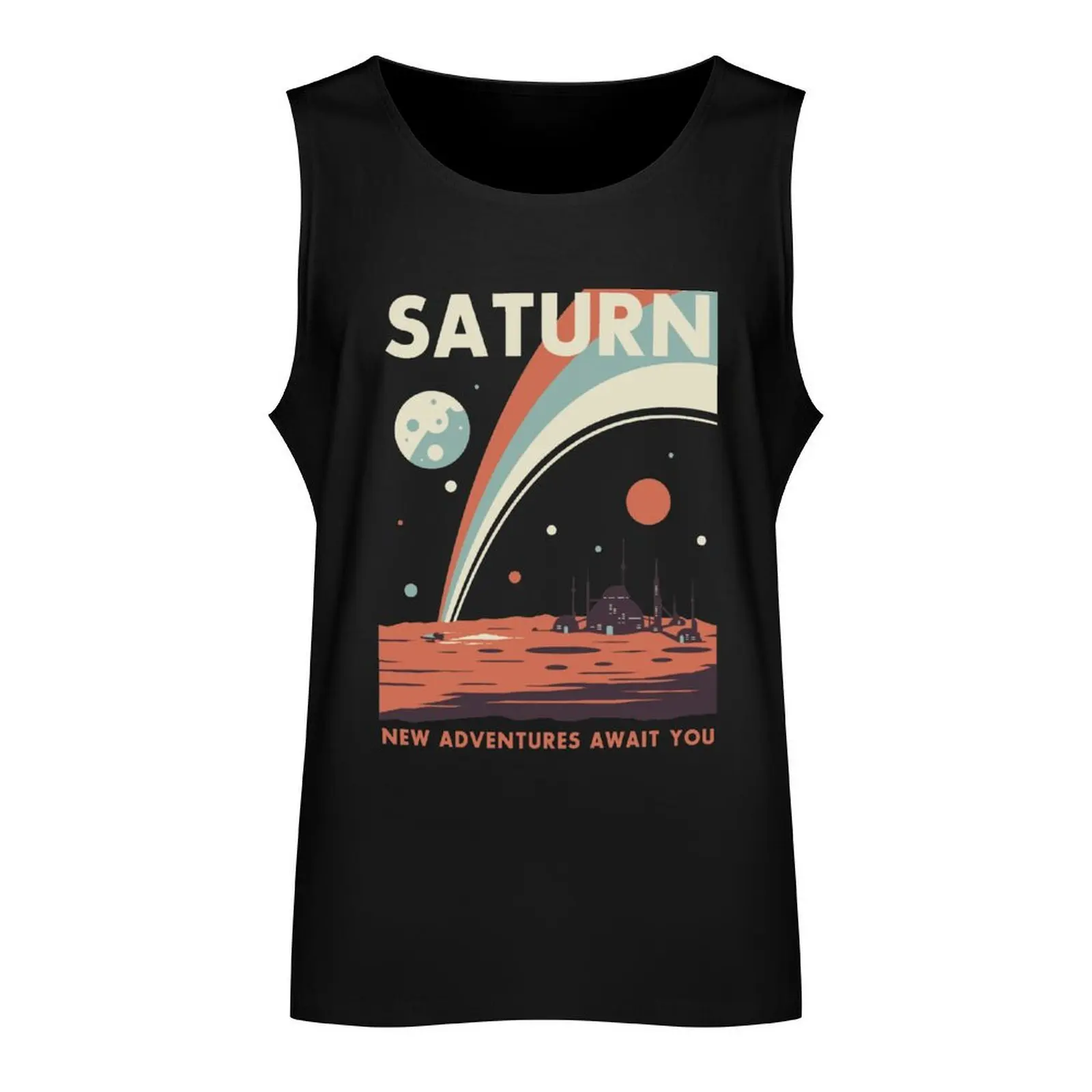 Exploring Saturn Tank Top sleeveless shirt man gym Men's gym clothing cute tops gym t-shirts