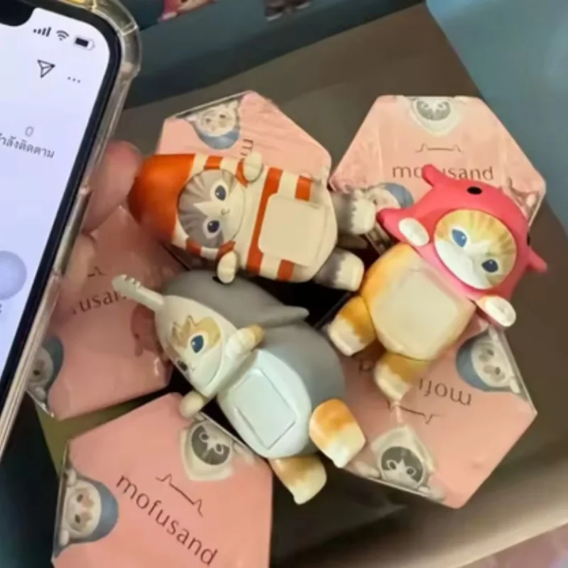 أنيمي mofusand صندوق أعمى فوشان القط القرش القط سلسلة غرزة البلاستيكية الحلي دمى الأطفال هدية عشوائية جديدة ساخنة هدايا العيد #4