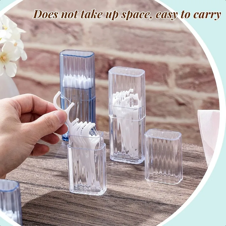 Dandat 8 Pcs Project Storage Case Portable Creative Storage Box Dental Toothpick Holder Floss Qtip Travel Case Transparent Flos
