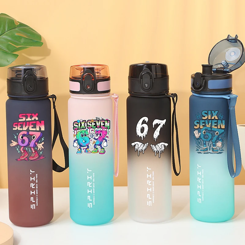 Botella de Agua Deportiva Steal A Brainrot de 800 ml, Taza de Plástico Antiderrames para Niños y Niñas, para Deportes al Aire Libre