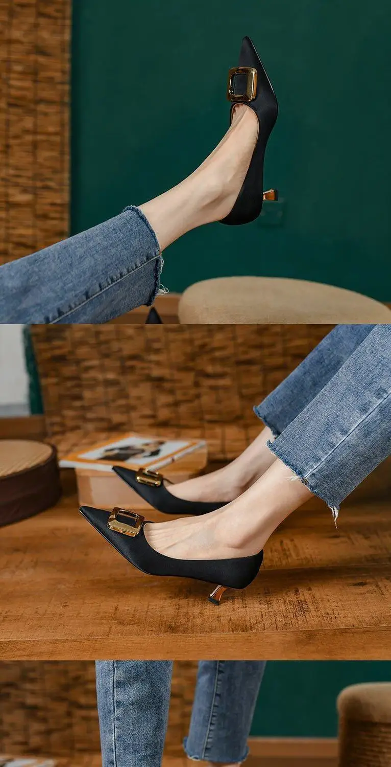 Spitze High Heels Damenschuhe Elegante Arbeitsschuhe Flache Schuhe Sommer 2026 Luxus-Kleiderpumps Modische Bequeme Laufschuhe Zapatillas – Detail 2