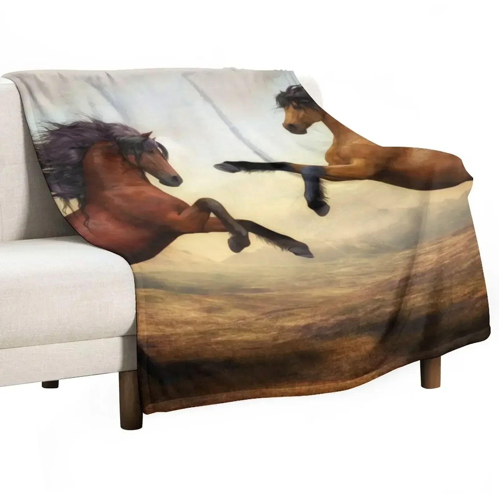 

Wild Horses Animals Stallion Artistic Painting Artwork Throw Blanket christmas gifts Retros Blankets