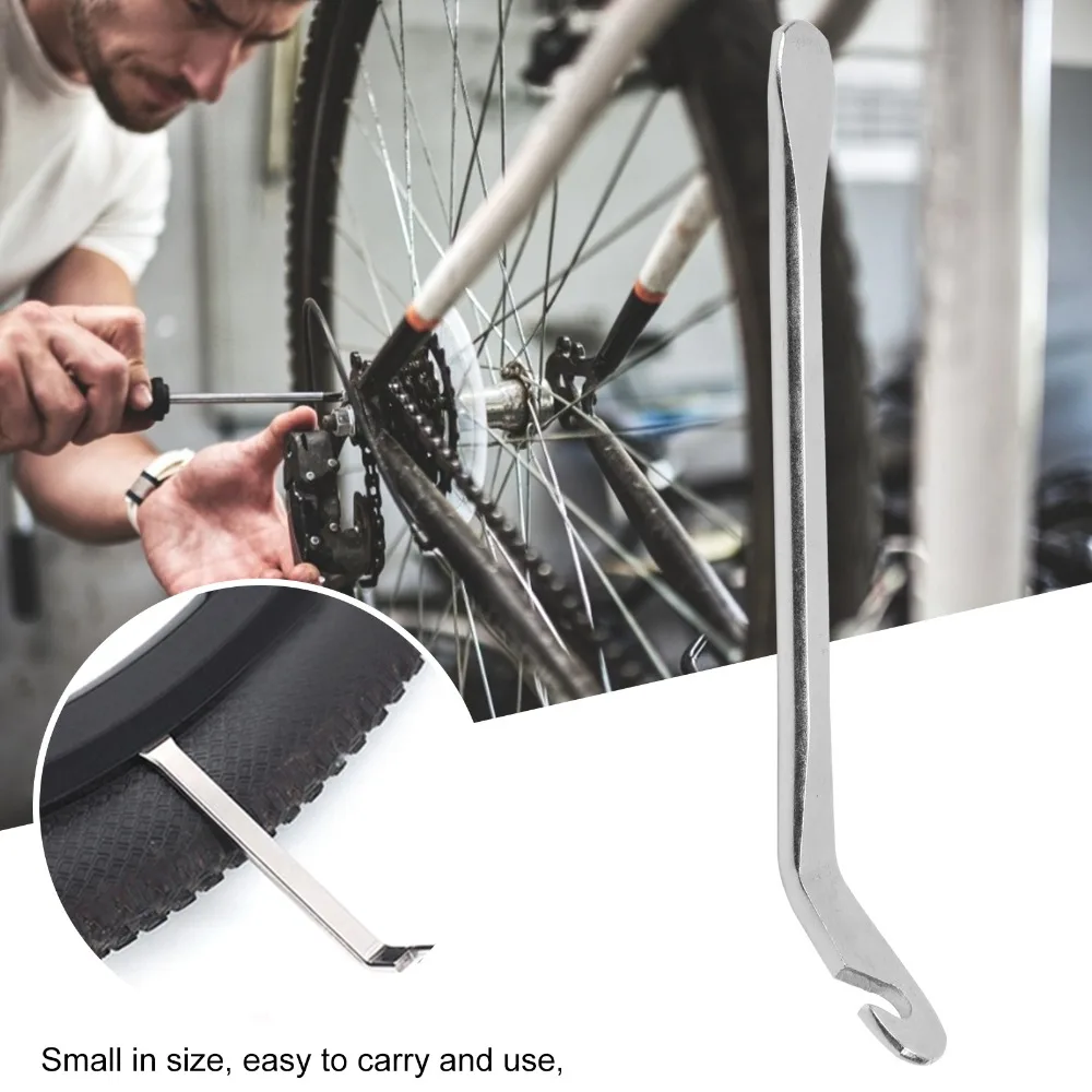 8PCS Durable 45# Steel Bike Tire Levers Curved Premium Bike Tire Pry Bar 11.5cm Silver Tire Repair Bar Tire Changing view 5