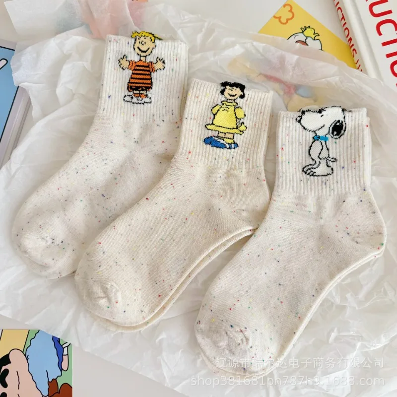 

Socks Boys Girls Anime Cartoon Cute Dot Yarn Snoopyed Mid Tube Creative Cotton Socks Trendy Couple Student Socks Gifts