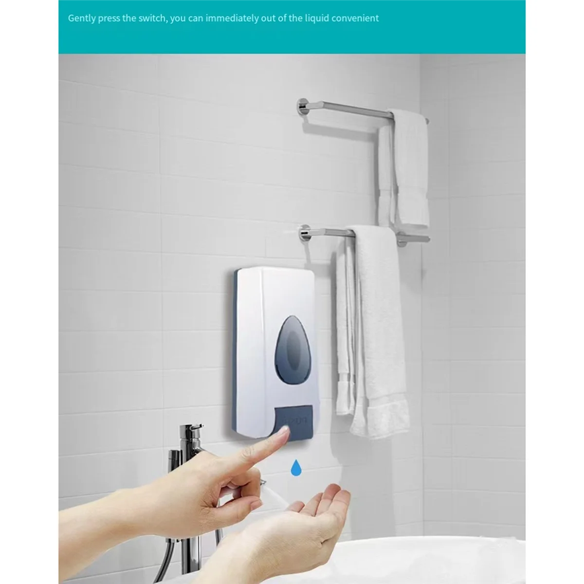 صابون يدوي وموزع يدوي ، استخدام تجاري أو سكني ، فورلوشن جيد ، جل ، مركب على الحائط