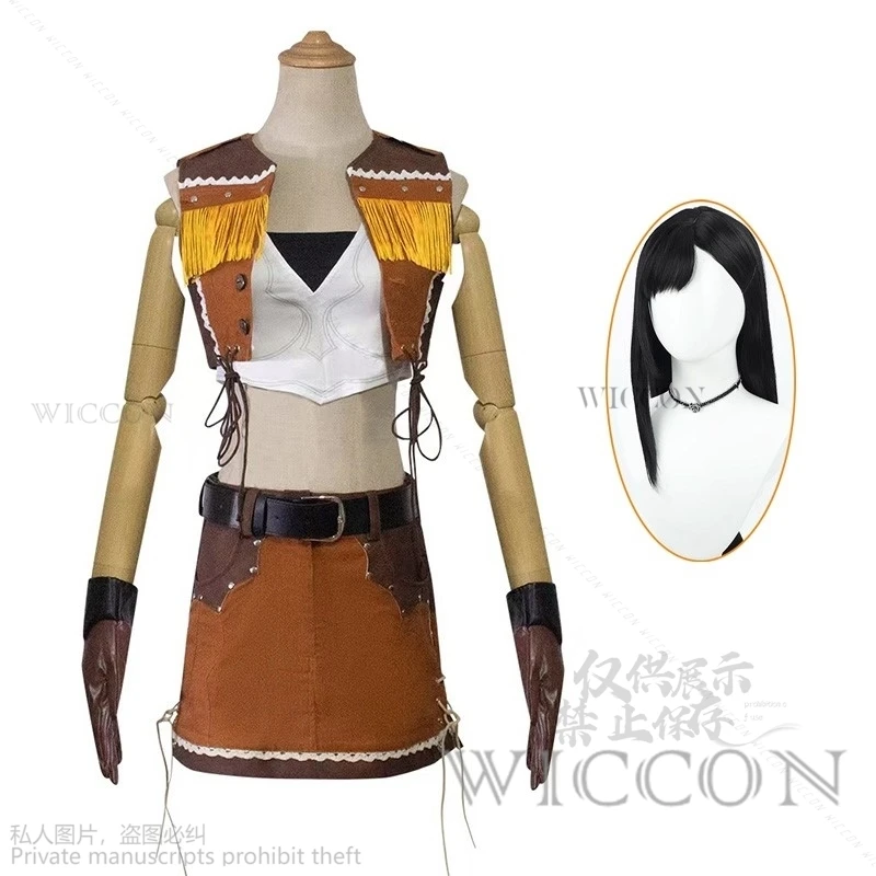 Anime jogo cowboy tifa cosplay fantasia chapéu jogo ff vii traje disfarce adulto feminino roleplay fantasia roupas halloween sexy cos