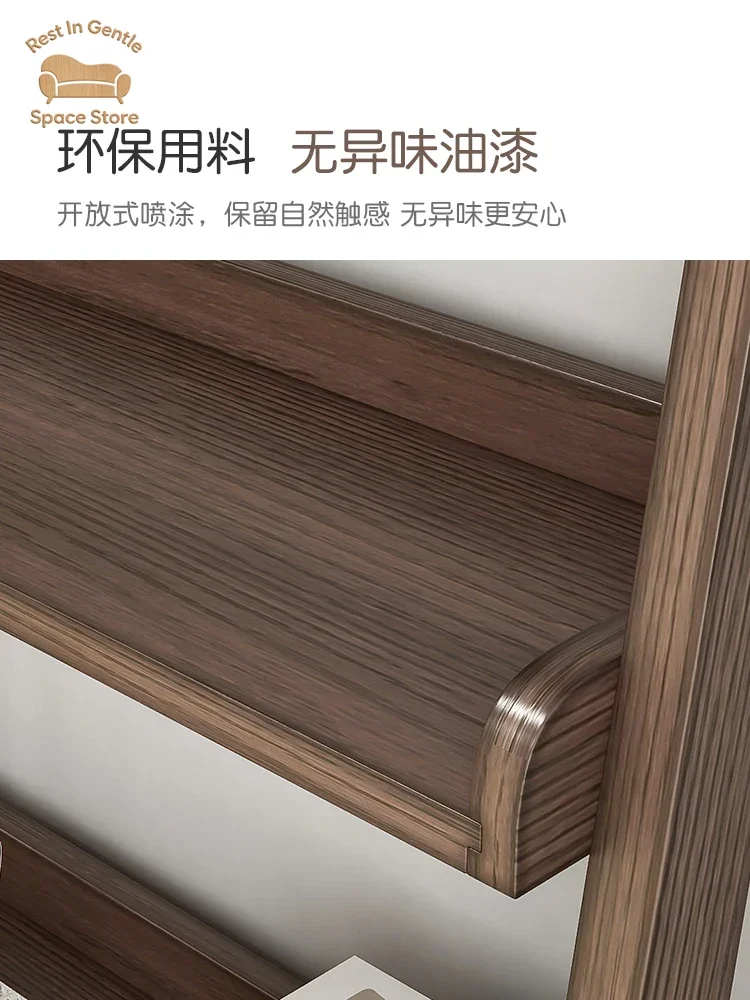 Digging solid wood bookshelf Floor trapezoidal shelf Bedroom living room Home storage Simple multi-layer student shelf