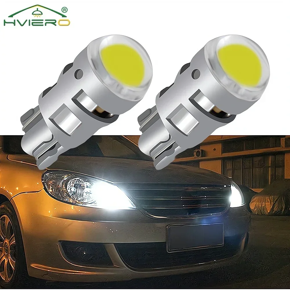 2PCS Auto Signal Lamp White LED T10 COB 1Led Car Door Instrument Lights Reading Interior Clearance Backup Reverse License Plate