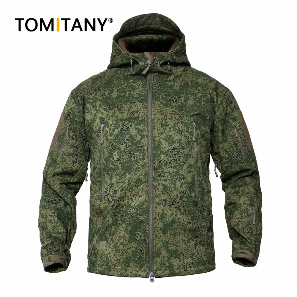 Camouflage Windproof Waterproof Coat Tops Men Outdoor Hiking Soft Shell Fleece Thick Warm Tactical Jacket Size S-5XL