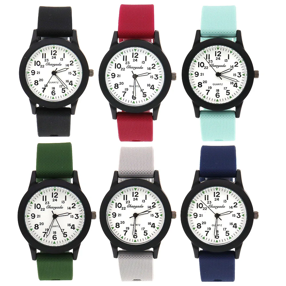 Montre à quartz étanche avec bracelet en silicone pour étudiants, montres de sport pour enfants, cadeaux de Noël simples, lot de 10 pièces