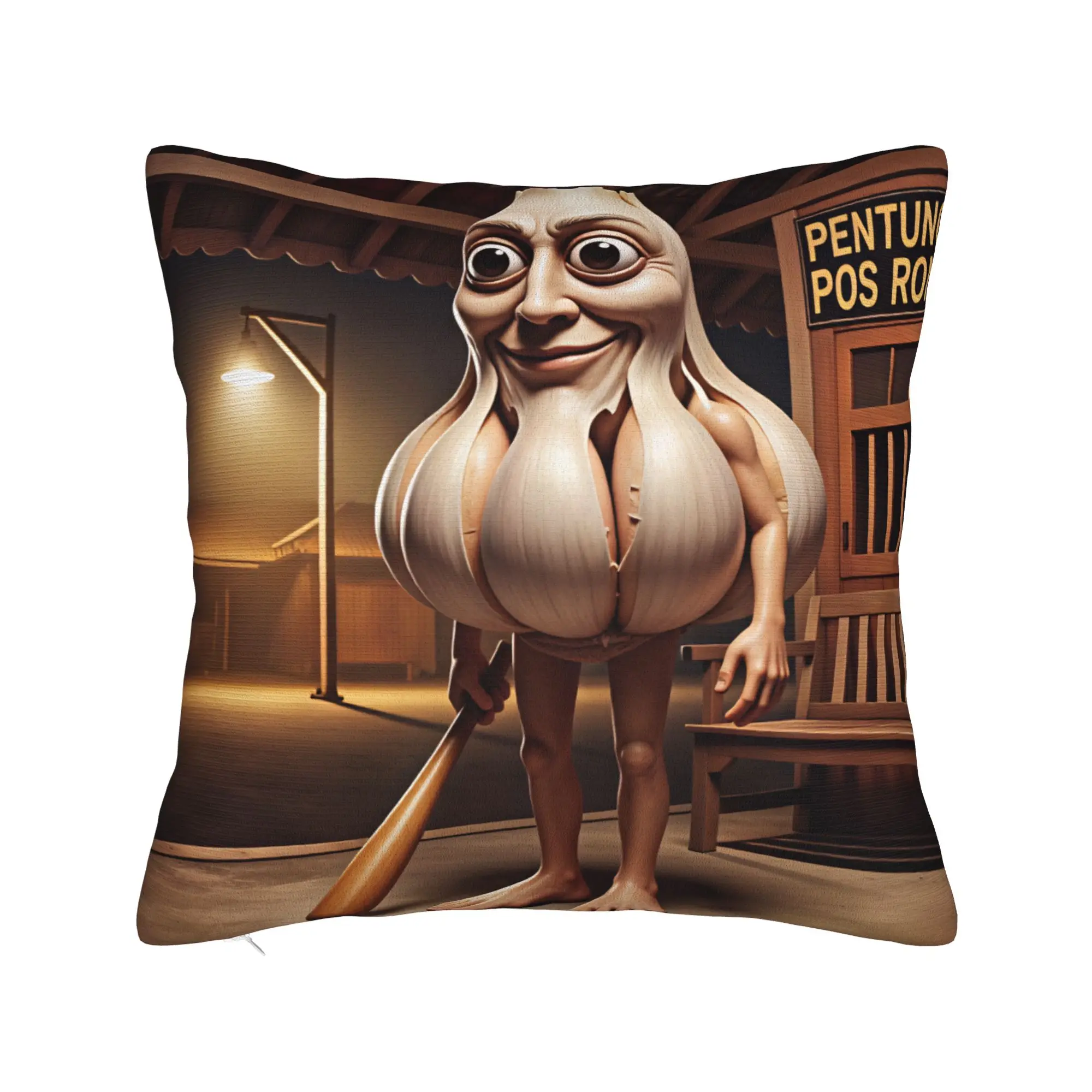 Tung Tung Sahur Garlic Funny Meme Pillow Case  Soft Pillow Cover Morden Cushion Cover For Living Room Sofa