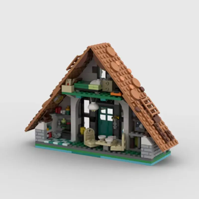 Spot MOC- 162154   Bloques de construcción ensamblados de partículas pequeñas, casa de madera cómoda, rompecabezas creativo, modelo de juguete, adorno