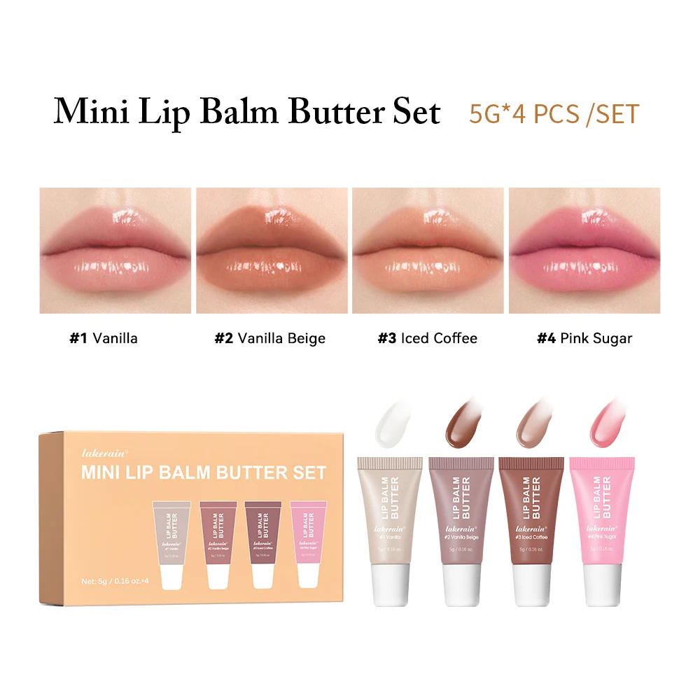 ลิปกลอสชุดดูแลผิวริมฝีปาก Lipbalm Mini Lip Balm Moisturizing ชุดของขวัญฤดูร้อนวันศุกร์ Butter Balm Lakerain แต่งหน้า