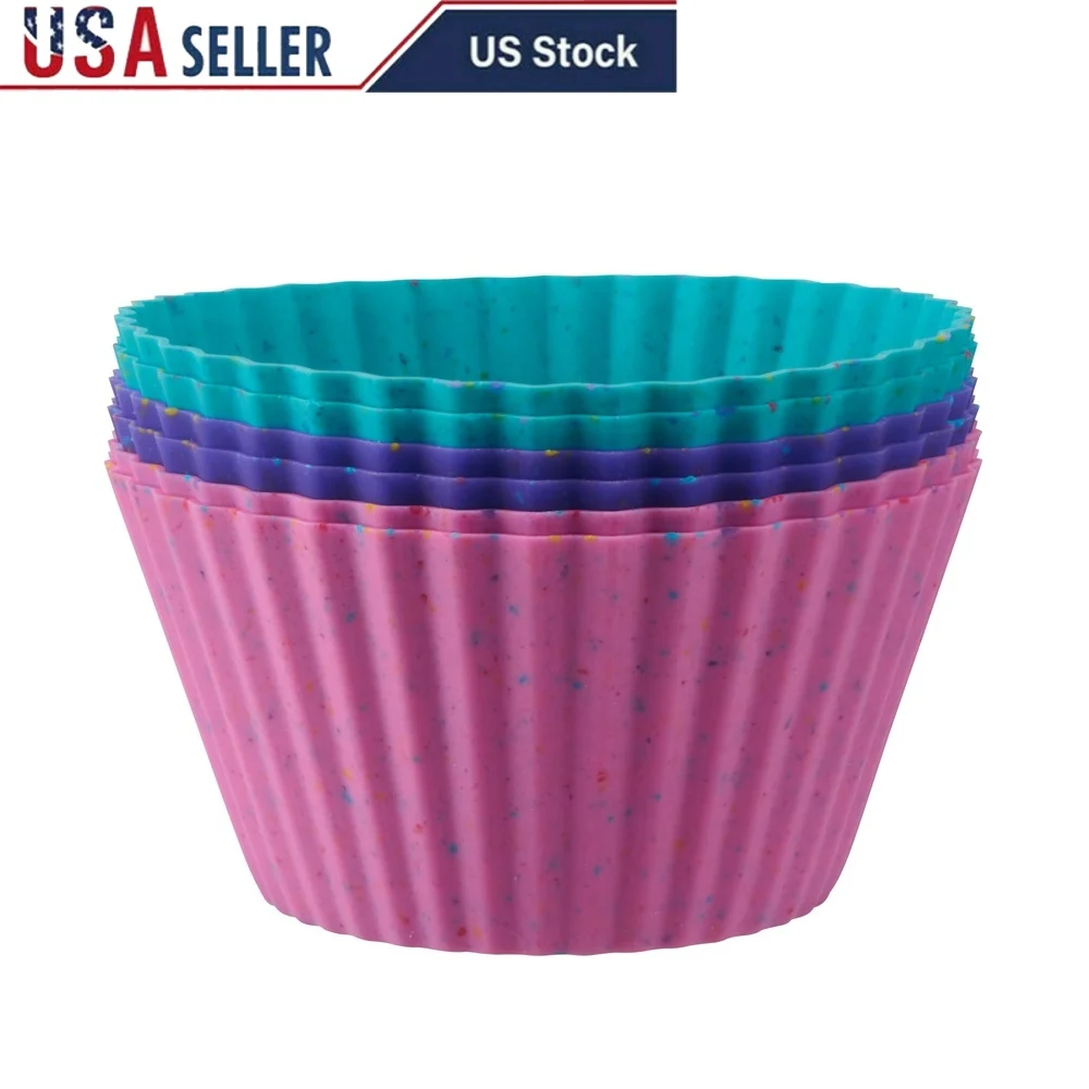 

Silicone Jumbo Muffin Baking Cups 12 Count Multi-Color Freezer Microwave Dishwasher Oven Safe BPA-Free Kitchen Tools