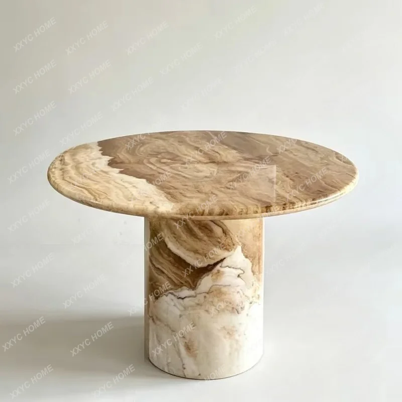 XX light luxury high-end natural luxury stone dining table marble round table household small apartment table