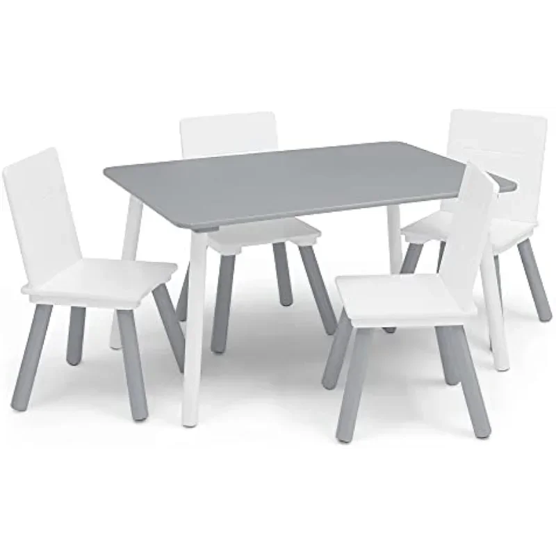 Kids Table and Chair Set (4 Chairs Included) - Ideal for Arts & Crafts, Snack Time, Homeschooling, Homework