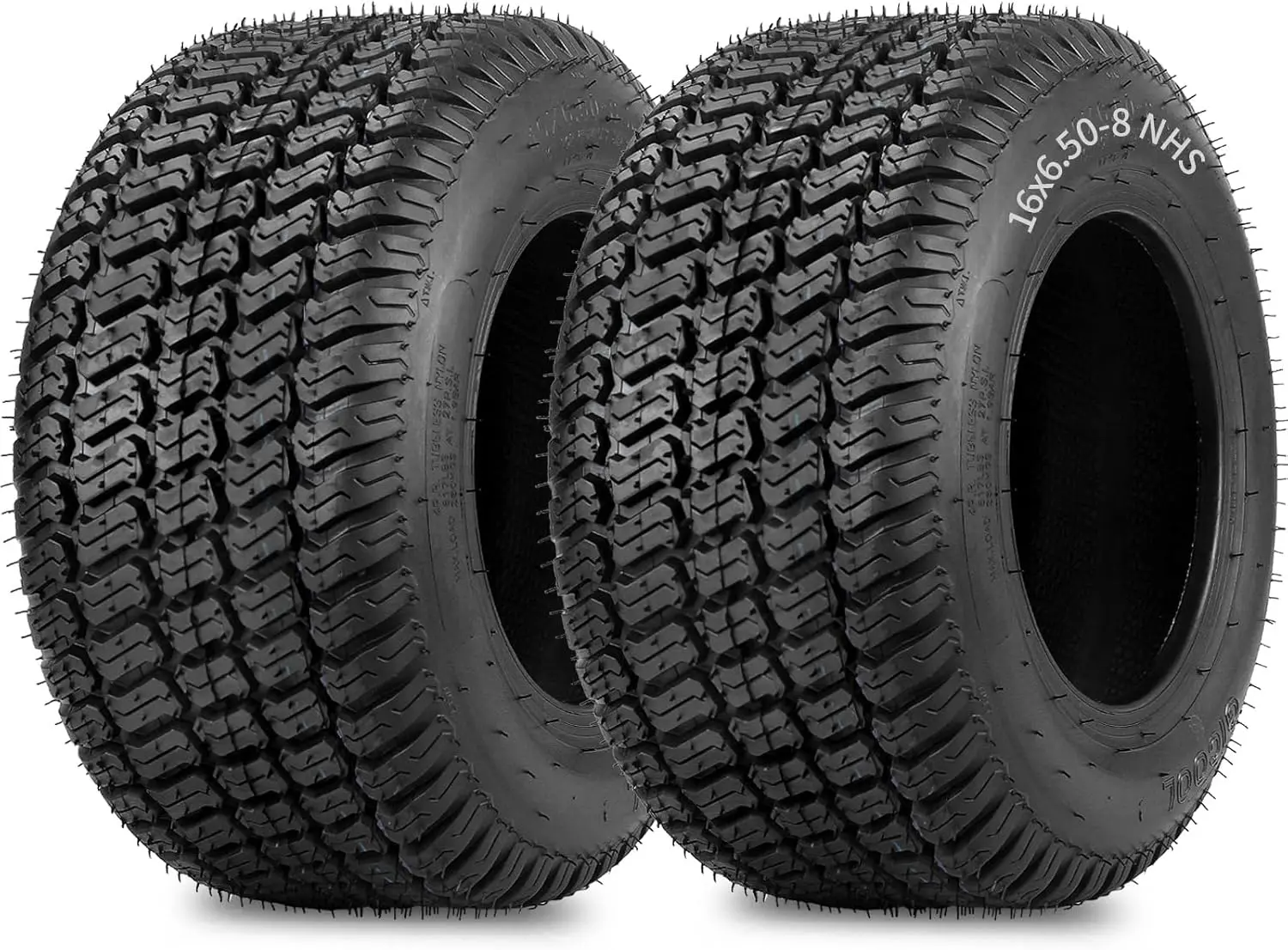

2 Pack 16x6.50-8 Tubeless Lawn Mower Tire, 4 Ply Turf-S Pattern for Tractor Riding Mowers