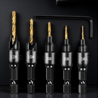 5Pcs Countersink Drill Bit Set Adjustable Woodworking Tool Kit for Pilot Counter Sink Holes