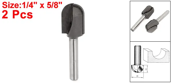 1/4 "x 5/8" النجارة مستقيم عرقوب جولة الأنف راوتر بت 2 قطعة LXM