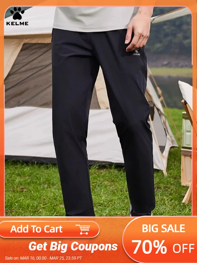 

Kelme Men's Woven Straight Trousers Outdoor Running Quick-drying Sports Pants Versatile Stretch Fitness Training Pants