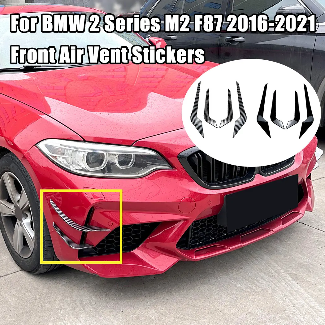 For BMW 2 Series M2 F87 2016-2021 Car Front Bumper Side Air Vent Decoration Spoiler Stickers Frame Cover Exterior Accessories