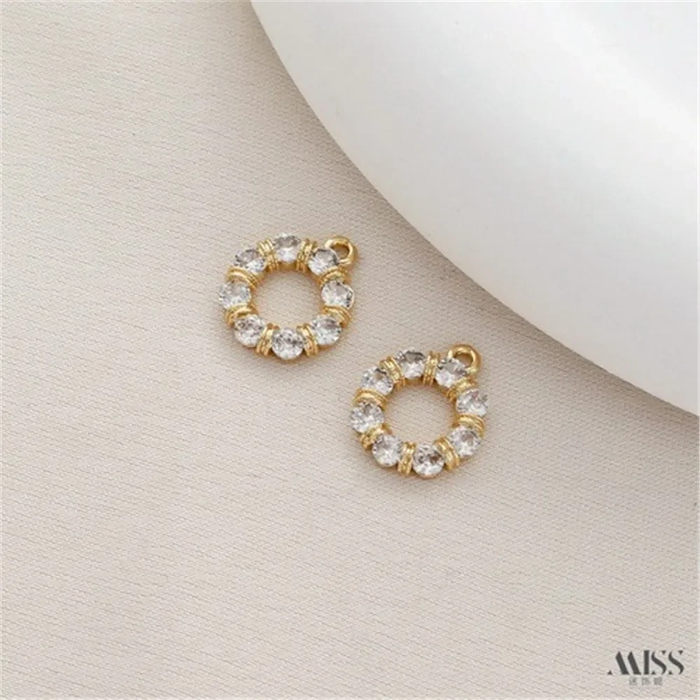 14K حقيبة الذهب مطعمة الزركون حلقة مغلقة إكليل حلقة سوار ذاتي الصنع قلادة أقراط الأذن شنقا مجوهرات اكسسوارات