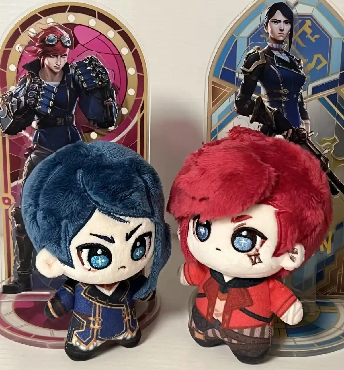 

10cm Double City War Caitlyn Vi Stuffed Doll Plushie Caitlyn Wei Cosplay Backpack Pandents Keychain Doll Plush Toys Fans Gifts